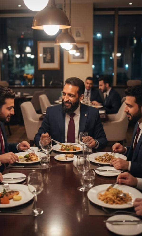 دکتر حسینی در حال خودرن شام با ییزینس من ها