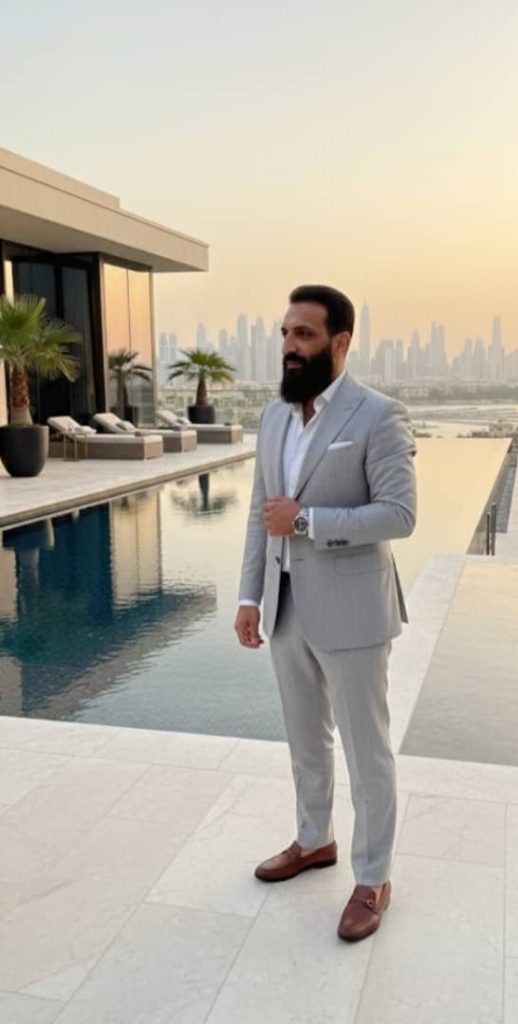 دکتر سید امیر حسینی با کت شلوار سفید