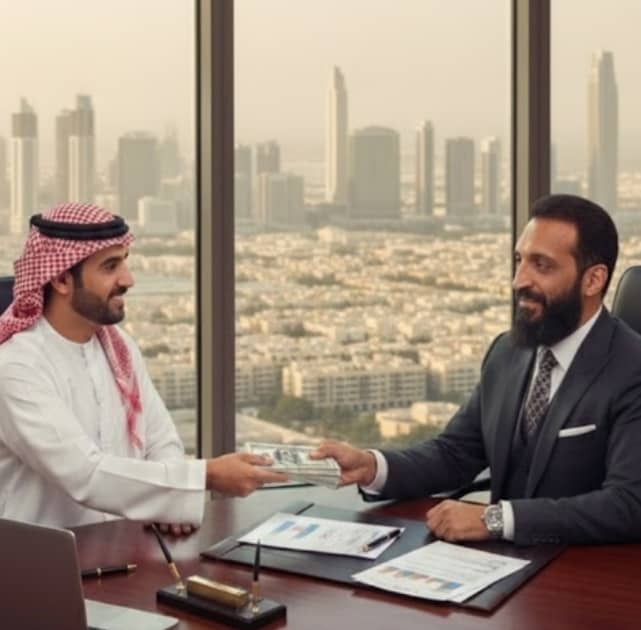 دکتر سید امیر حسینی در حال داد و ستد با یک عرب